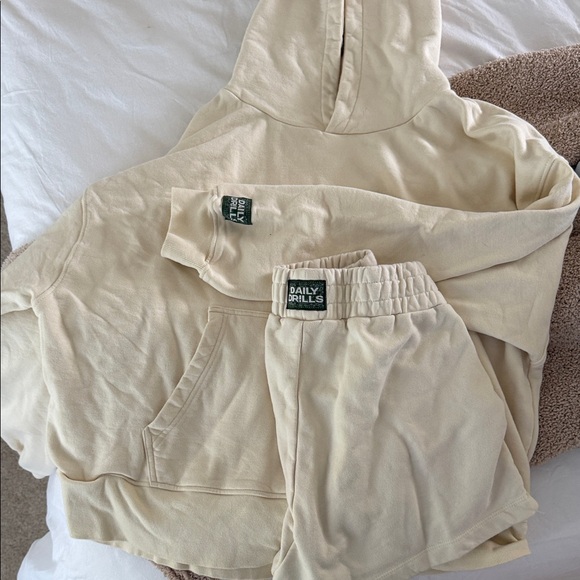 Daily Drills Neutral Cream Lounge Hoodie & Shorts